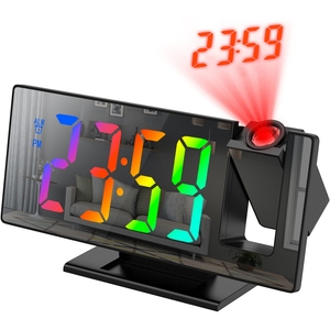 Réveil numérique USB en gros 180. Projecteur d'horloge LED 12/24H avec fonction Snooze et affichage de la température. Table en plastique - Product Image 3
