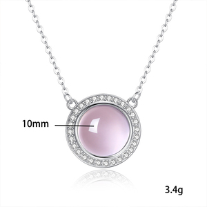 Collar de Halo de Cristal Natural Rosa de 10 mm de Alta Calidad, Plata de Ley 925, Joyería Fina, Regalo de Aniversario para Pareja - Product Image 6