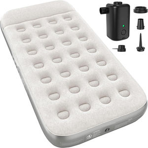 Colchón de aire para acampar de tamaño completo barato con bomba incorporada Cama inflable flocada portátil - Product Image 4