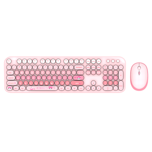 Nuevo conjunto combinado de teclado y ratón colorido degradado de teclas redondas Retro de tamaño completo con diseño IP de dibujos animados - Product Image 1