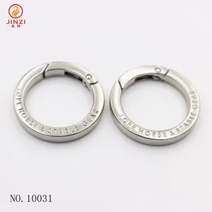 Custom Metal Spring O Rings Silver Plate Ring Circle Snap Clip Hook Spring Buckles Flat Spring Ring Clasp for Bag