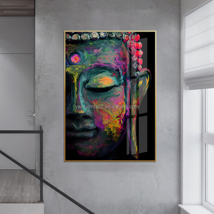 Home Wall Decor Colorful <strong>Buddha</strong> <strong>Canvas</strong> Posters Prints Buddhist Pictures Tempered Glass Wall Art <strong>Buddha</strong> Abstract <strong>Painting</strong> - Product Image 1
