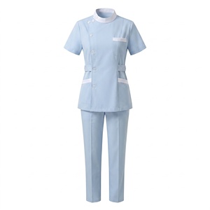 Tenues d'infirmière en tissu Dobby respirant bleu clair à manches courtes pour l'hôpital, la clinique et le <span class=keywords><strong>travail</strong></span> infirmier - Product Image 1