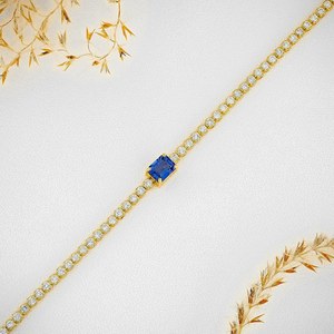 18k Gold Diamond Tennis <b>Bracelet</b>: Emerald, Sapphire or <b>Ruby</b> Center - Product Image 4