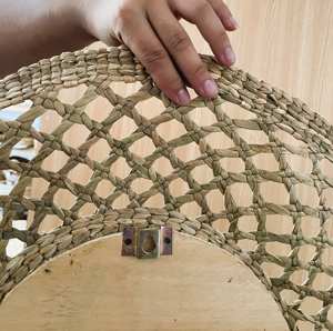 Miroir mural artisanal en jacinthe d'eau, 58 cm, grand format, tressé, motif floral soleil, miroir décoratif pour maison bohème - Product Image 2