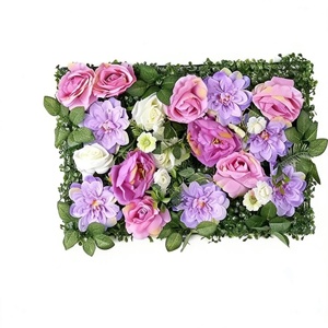 Guirnalda de hierba artificial para dormitorio, arreglos de <span class=keywords><strong>hortensias</strong></span> falsas, compra a granel, decoración de pared 3D con flores rojas y coloridas de boj negro. - Product Image 2