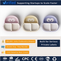 Assiette bébé en silicone détachable 2-en-1 avec forte ventouse, ensemble de vaisselle modulaire divisé pour la diversification alimentaire et les enfants d'âge préscolaire