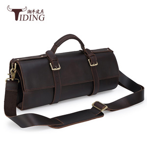 Tiding Genuine Leather Knife Roll 7pcs Capacity Dark Brown Chef's <b>Tool</b> <b>Storage</b> Bag Outdoor Camping Use - Product Image 3