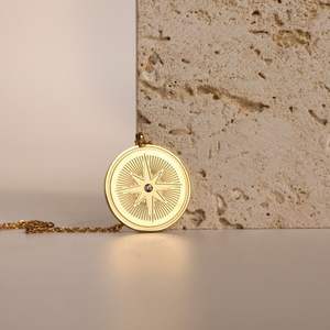 Wholesale New 18K Gold Stainless Steel PVD Plated Evil Eye Charm Pendant Necklace Link <strong>SunShine</strong> Compass North Star Coin <strong>Gift</strong> - Product Image 2