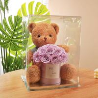 ODIS - Caja de Terciopelo de Primera Calidad, la Más Vendida, Disponible en Fábrica, con Oso de Peluche y Rosa Eterna para el Día de San Valentín