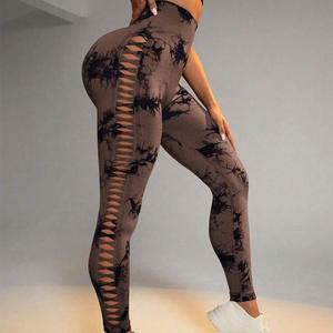 2024 Hot Sale Women's Solid <b>Pattern</b> Long Leg Mesh Leggings Set - Product Image 3