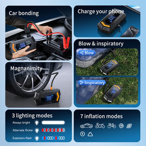 Démarreur d'urgence tout-en-un pour <span class=keywords><strong>voiture</strong></span> et moto <span class=keywords><strong>avec</strong></span> capacité de 10000 mAh, courant de pointe de 4000 A, compresseur d'air, souffleur, lumière de secours SOS - Product Image 6