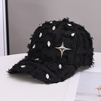 Casquette de baseball en tissu moelleux, style mode, avec décorations métalliques, chapeau élégant européen pour adulte, pour mariages et événements, en stock, vente en gros