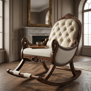 [OEM/ODM] <span class=keywords><strong>Fauteuil</strong></span> à bascule néoclassique français de luxe, sculpté à la main, en bois massif avec feuille d'or, <span class=keywords><strong>pour</strong></span> projets hôteliers et villas - Product Image 2