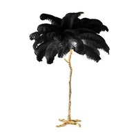 Lampes modernes en résine cuivre laiton hôtel palmier lampe debout nordique de luxe plume d'autruche support lumière LED lampadaire