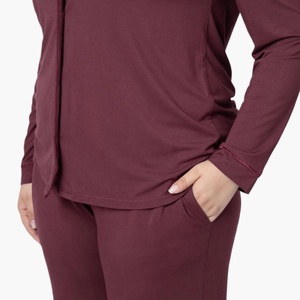 OEM ODM Pijamas de Talla Grande para Mujer, Conjuntos de Pijamas Largos de 2 Piezas de Bambú para Mujer, Conjuntos de Ropa de Dormir - Product Image 3