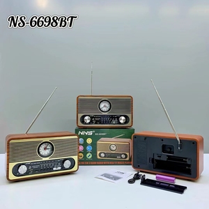 Nns NS-6698BT Xách Tay Không Dây Thời Gian Đồng Hồ Loa Cổ Điển AM FM Cũ Bằng Gỗ Retro Đài Phát Thanh Với TF Thẻ Chức Năng AM FM Đài Phát Thanh Retro - Product Image 3