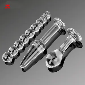 3 Pz/set Giocattoli Del Sesso per le Donne Degli Uomini Massager Della Prostata Dildo Anale Perline Anale Butt Plug Butt Plug Stimolazione di Cristallo di Vetro