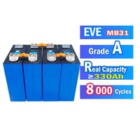 خلايا EVE MB31 314ah Lifepo4، بطارية Lifepo4 منشورية 3.2 فولت، خلايا LF280K LF334، 8000 دورة لصندوق بطارية DIY بجهد 12 فولت و24 فولت و48 فولت