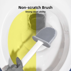 Sanga Brosse WC murale plate en TPR blanche avec support en silicone pour salle de bain - Product Image 6
