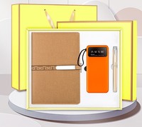 Ensemble cadeau d'entreprise en acier inoxydable rouge, 3 pièces, avec boîte, carnet, stylo, batterie externe, nouveauté pour les petites entreprises