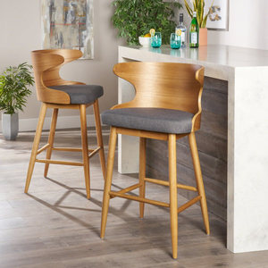 Modern Industrial New Wood <b>Stool</b> Kitchen Cafe Dining Chairs with Backrest for Restaurant Bar Hotel and Home Use (Set of 2) - Product Image 4