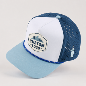 Casquette de golf personnalisée à 5 panneaux avec cordon, logo en caoutchouc PVC, respirante, perforations découpées au laser, réglable, à fermeture snapback, casquette de baseball perforée - Product Image 3
