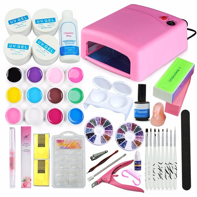 Manicure Set Nail Kit Tools UV Led Lamp UV Gel Nail Tip Nail Art Tools Set Kit for Manicure Starter