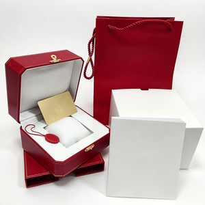 Estuche de lujo para reloj de hombre, personalizable, de cuero genuino, caja de presentación para reloj, estuche completo con bolsa, tarjeta y folleto. - Product Image 1