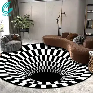WXCCF 3D Визуальный домашний декор мягкая гостиная CarpetsWhite черный пол trippy ковер