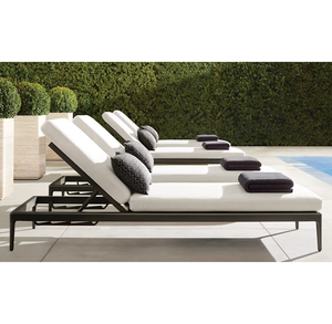 Chaise longue de plage Hangkai, cadre en aluminium, <span class=keywords><strong>lit</strong></span> de repos, <span class=keywords><strong>canapé</strong></span> de jardin - Product Image 1