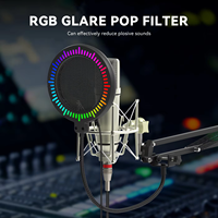 Microfono Dinamico Professionale RGB Cablato con Copertura in Spugna Antivento e Antirumore con Luci LED per Karaoke dal Vivo