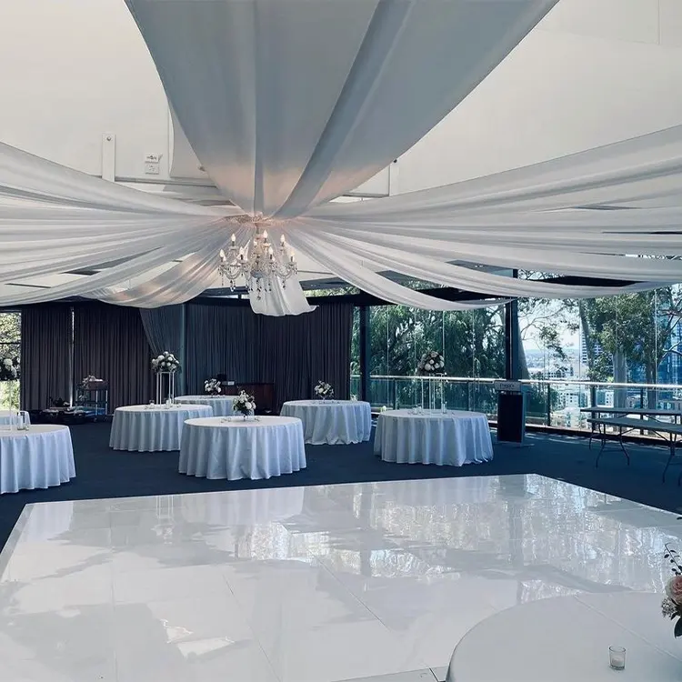 transparent supper glossy round seamless white grass high gloss white dance floors for wedding party