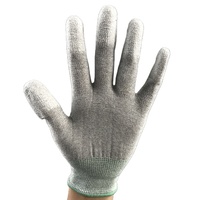 Guantes Antiestáticos de Fibra de Carbono Gris de Calibre 13 para Cuarto Limpio, Sin Pelusas, con Punta de Dedo Recubierta de PU