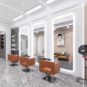 Miroir de salon de coiffure professionnel mural, moderne, LED, simple, style européen, avec éclairage LED - Product Image 4
