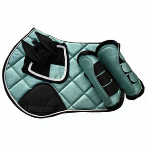 High Quality Horse Riding Set Dressage Saddle Pad Mesh Sweat Absorbing Glitter Ear Bonnet Shock Absorbing <b>Brushing</b> <b>Boots</b> - Product Image 1