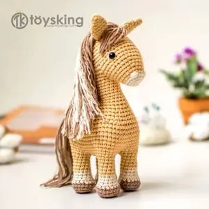 Hadiah indah kerajinan tangan Amigurumi boneka kuda rajutan rajutan, mainan kuda rajut benang empuk bayi Unicorn mainan hewan