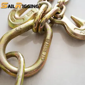 Tow Chain Factory Supply Tow Truck Chains Yellow Galvanized Transport Chain G70 Tow Down Chain With J Hook