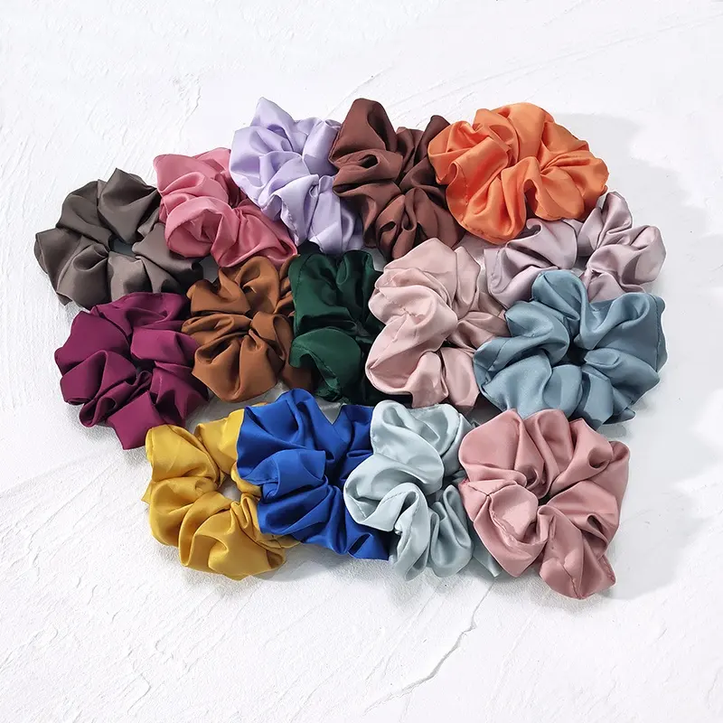 B.PHNE Custom 12 cm Color Logo Fluffy Large Elastic Hair Bands Xl Satin Scrunchies Silk Satin Ponytail Women For Hair