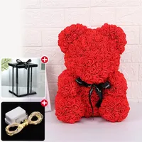 Valentijnscadeaus Decoratie Rozenbeer Kunstbloem Met Doos Led Lampjes Teddybeer voor Vrouwen Vriendin Cadeau Liefdesbloem