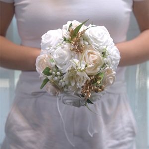 <span class=keywords><strong>Bouquet</strong></span> de mariage en roses artificielles, fleurs en soie, <span class=keywords><strong>bouquet</strong></span> de mariée pour la décoration de la <span class=keywords><strong>cérémonie</strong></span> de mariage - Product Image 1