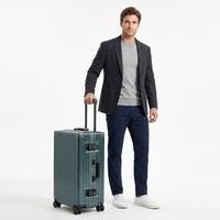 Valise trolley cabine légère avec port USB intégré, porte-gobelet et support téléphone pliables, serrure TSA et roulettes silencieuses à rotation 360° ultra-fluide