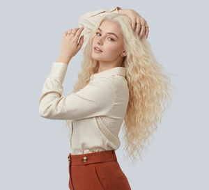 <span class=keywords><strong>Perruque</strong></span> Lace Front 13x4 Blonde 613 Ondulée Profonde 310g en Fibre Synthétique Haute Température Résistante à la Chaleur pour Femmes - Product Image 5