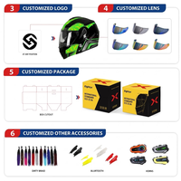 Casque de moto modulaire à visière rabattable, homologué DOT, léger et ventilé, boîtier en ABS, équipé d'une double visière solaire, apparence personnalisable