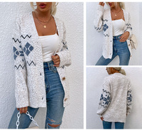 Último DISEÑO DE Navidad de las mujeres Uggly Snowflake Cardigan suéter de punto de un solo pecho abrigos de punto de bolsillo para las mujeres