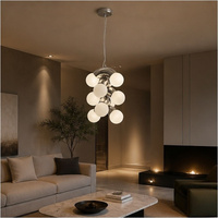 Lustre moderne en chrome avec globes en verre opale pour escalier, salon, chambre, salle à manger, hall d'hôtel