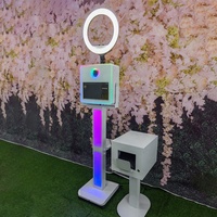 Cabina de Fotos DSLR con Pantalla Táctil LCD de 15.6 Pulgadas, Software Gratuito Instalado, Soporte con Luz LED, para Bodas y Selfies, de Fácil Montaje