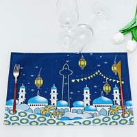 Décoration musulmane du Ramadan, tapis de lin EID Mubarak, fournitures décoratives de la mosquée musulmane, pour la maison, fête prénatale, 30x45cm, 1 pièce