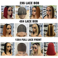 Pelucas Cortas Bob Baratas al Por Mayor, Precio de Fábrica, Cabello Brasileño 100% Virgen Remy, Doble Trama, Sin Pegamento, Peluca Frontal de Encaje 13x4