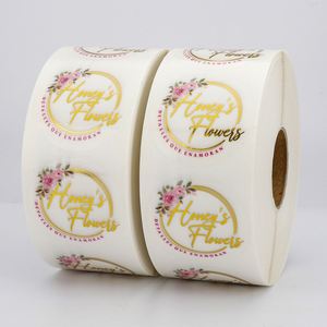 Étiquettes autocollantes rondes transparentes et écologiques Honey's Flowers, imperméables, avec estampage doré, pour emballages cadeaux et artisanat - Product Image 5